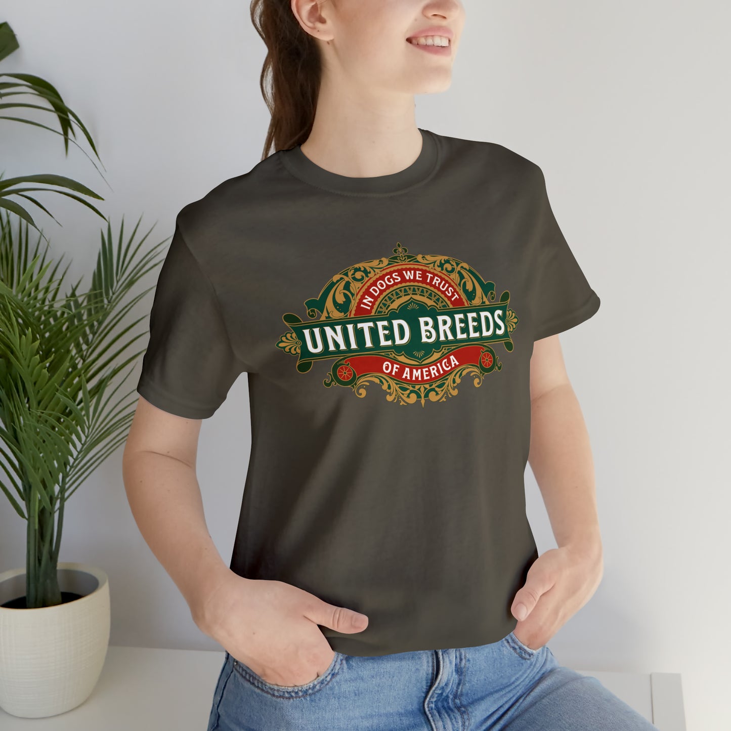 "U.B.A. United Breeds Of America In Dogs We Trust" Unisex Jersey Short Sleeve Tee