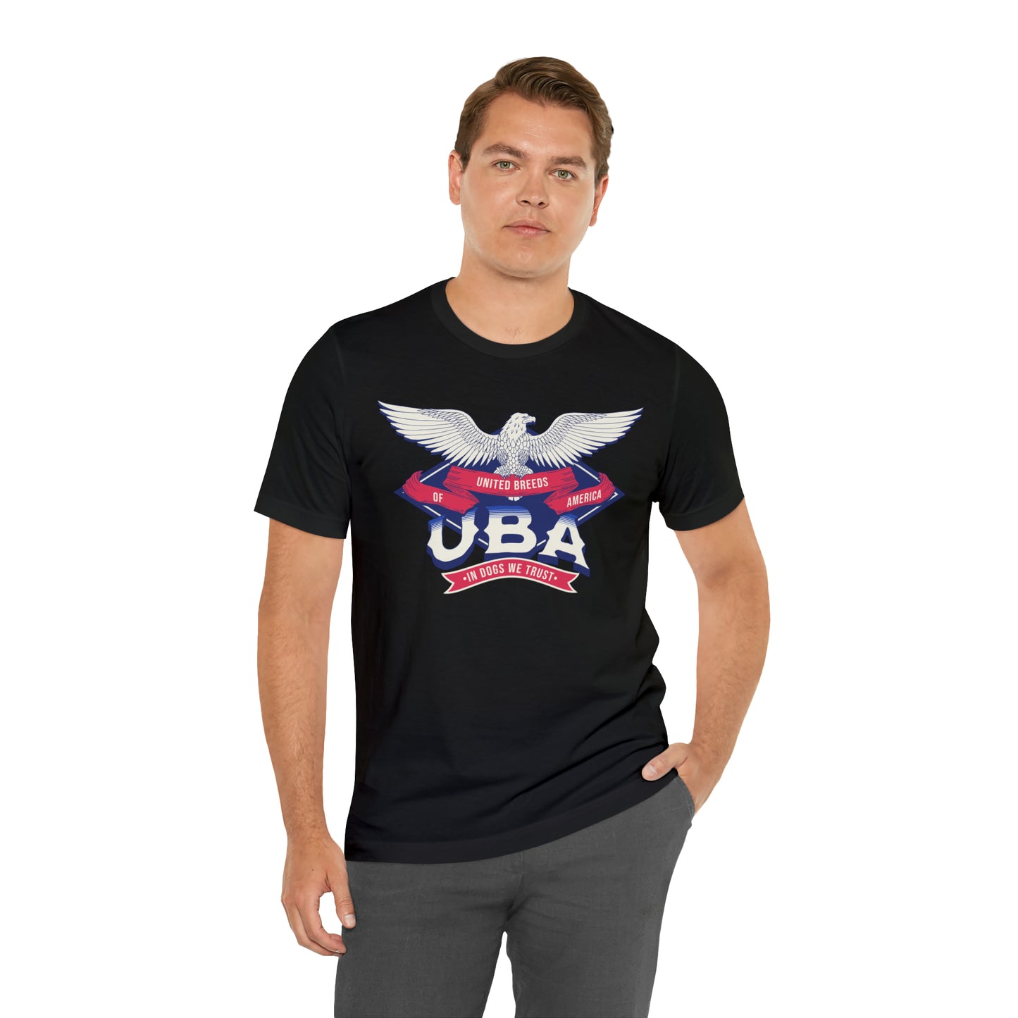 "U.B.A. United Breeds Of America In Dogs We Trust" Unisex Jersey Short Sleeve Tee