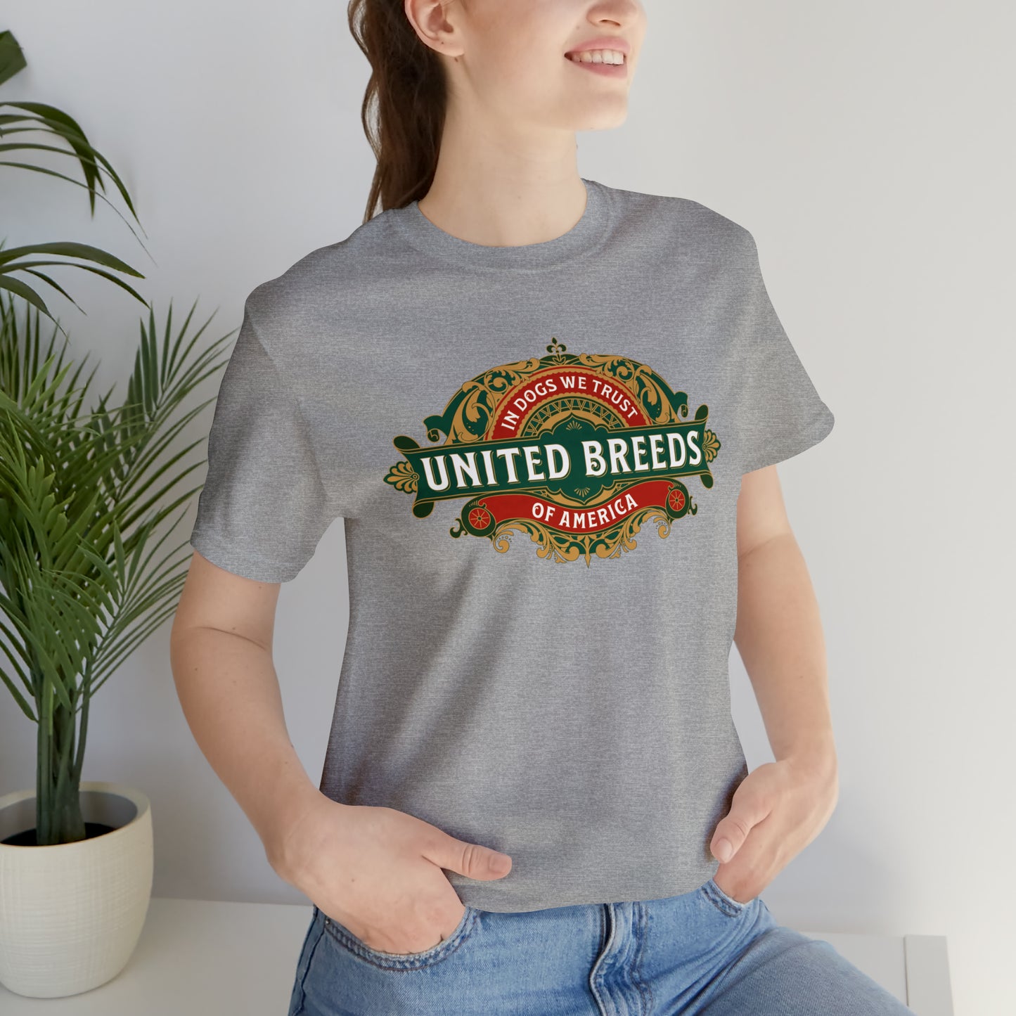 "U.B.A. United Breeds Of America In Dogs We Trust" Unisex Jersey Short Sleeve Tee