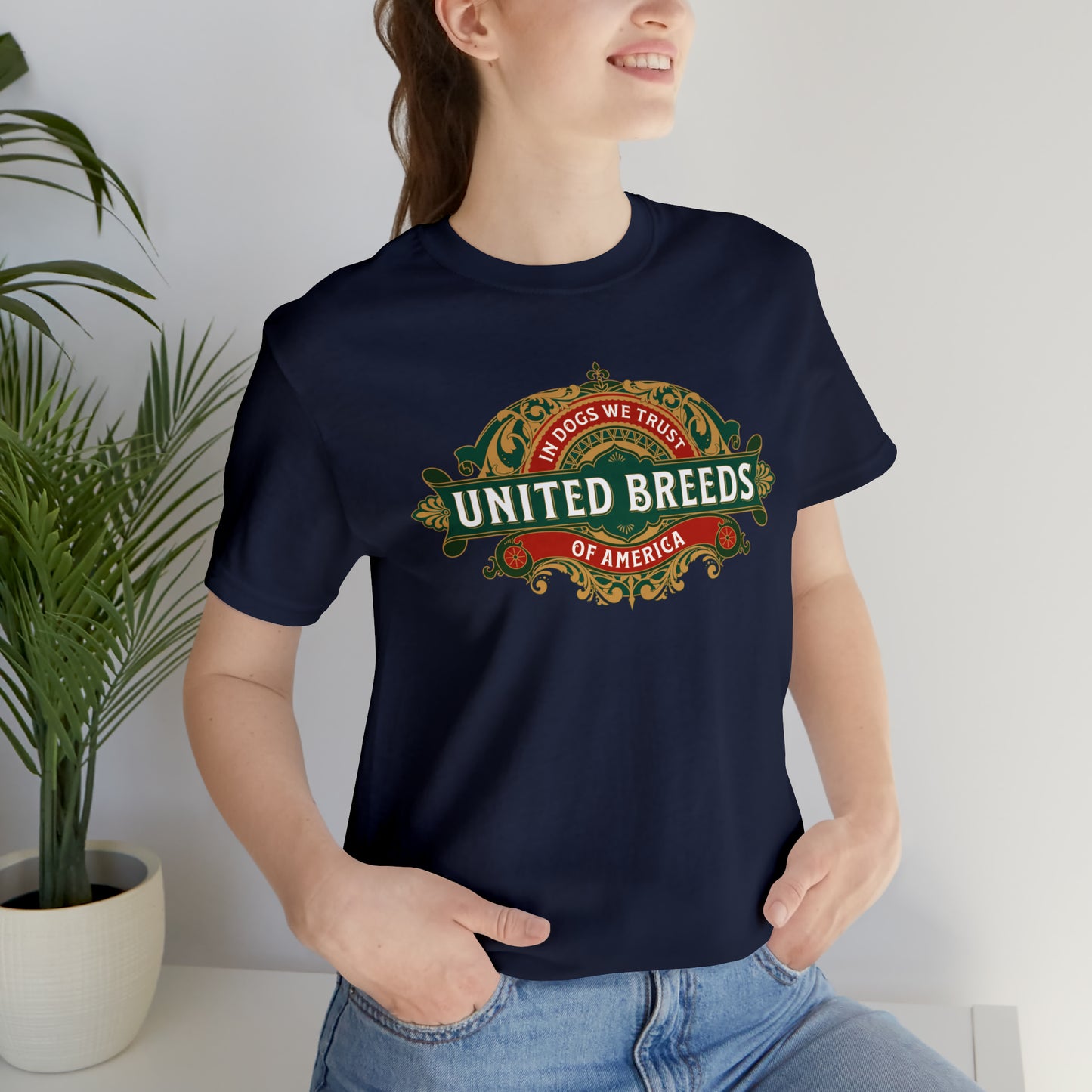 "U.B.A. United Breeds Of America In Dogs We Trust" Unisex Jersey Short Sleeve Tee