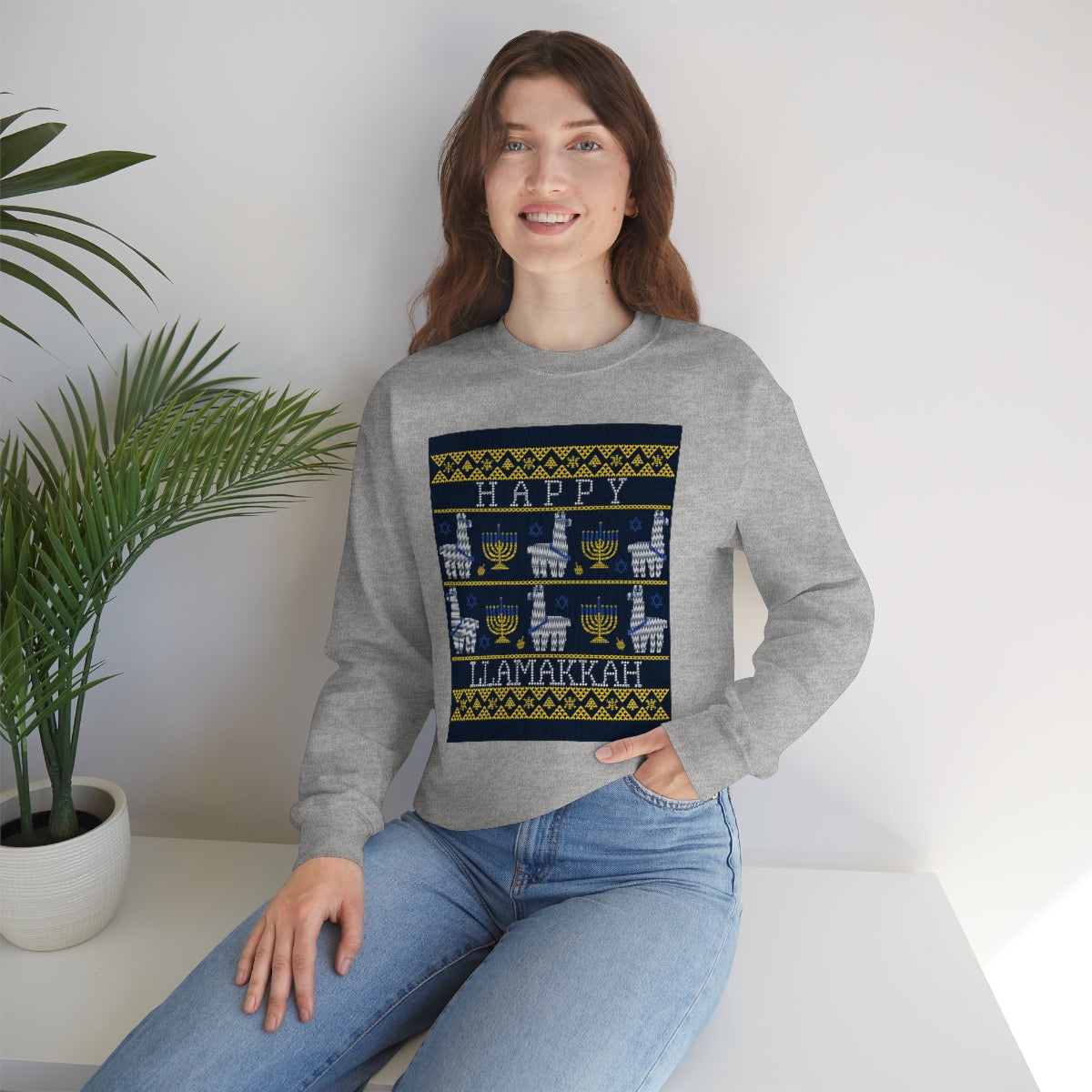 "Happy Llamakkah" Unisex Heavy Blend Crewneck Sweatshirt