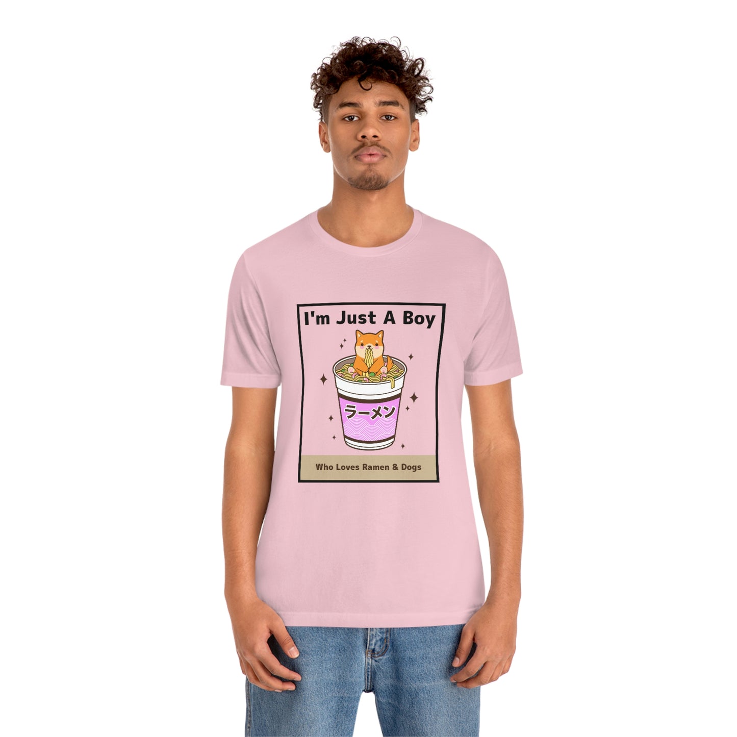 "I'm Just A Boy Who Loves Ramen & Dogs" Unisex Jersey Short Sleeve Tee