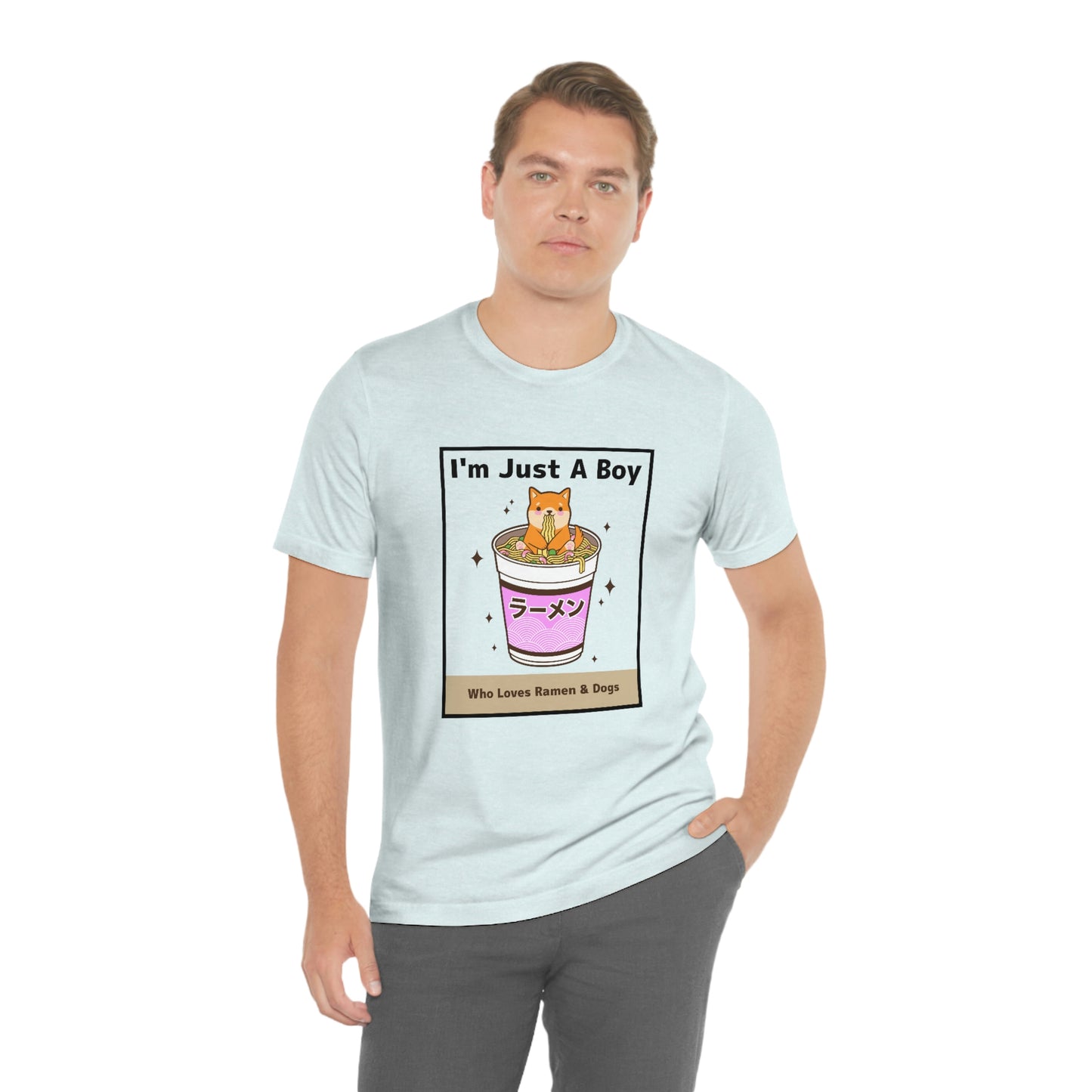 "I'm Just A Boy Who Loves Ramen & Dogs" Unisex Jersey Short Sleeve Tee