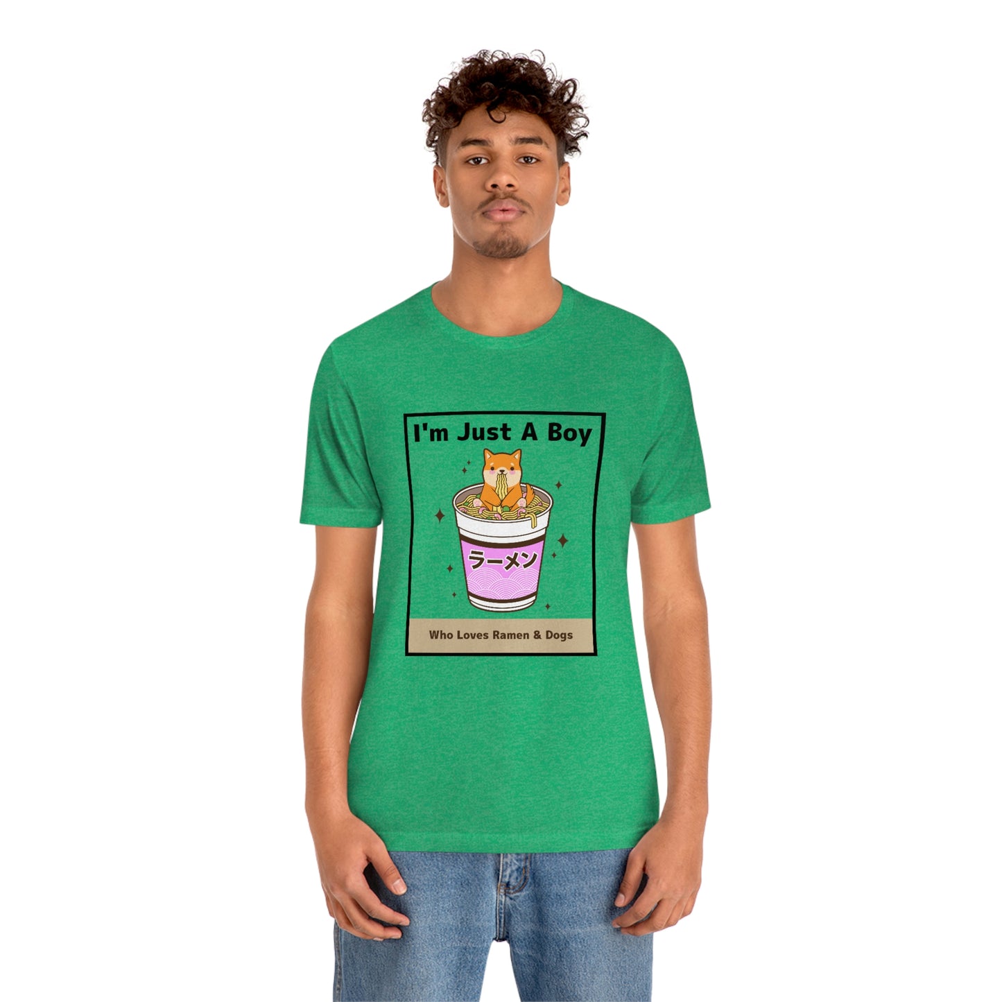 "I'm Just A Boy Who Loves Ramen & Dogs" Unisex Jersey Short Sleeve Tee