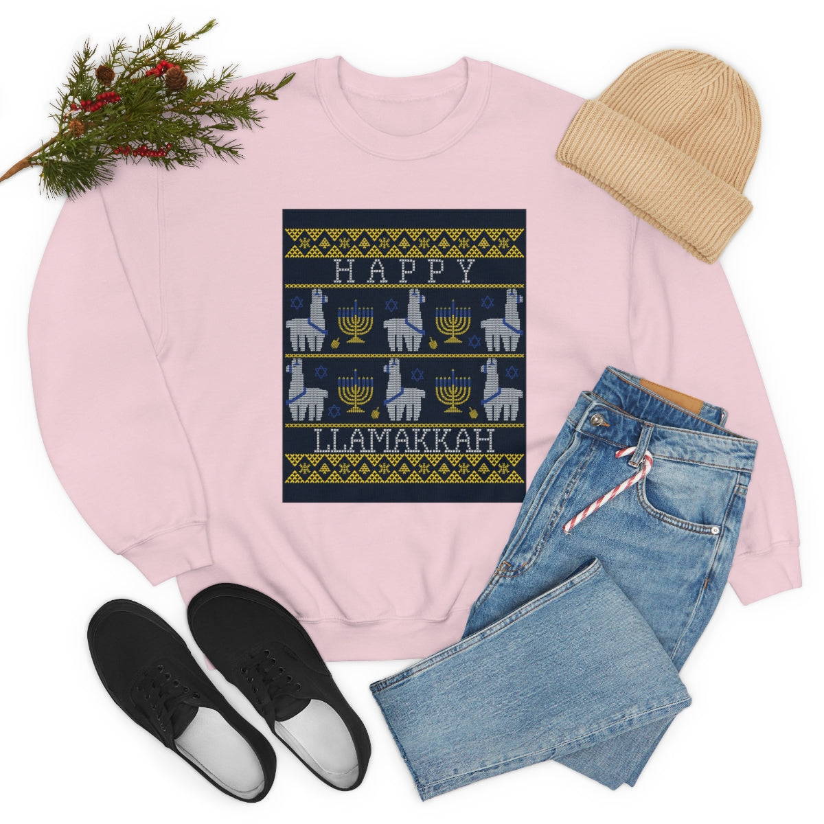 "Happy Llamakkah" Unisex Heavy Blend Crewneck Sweatshirt