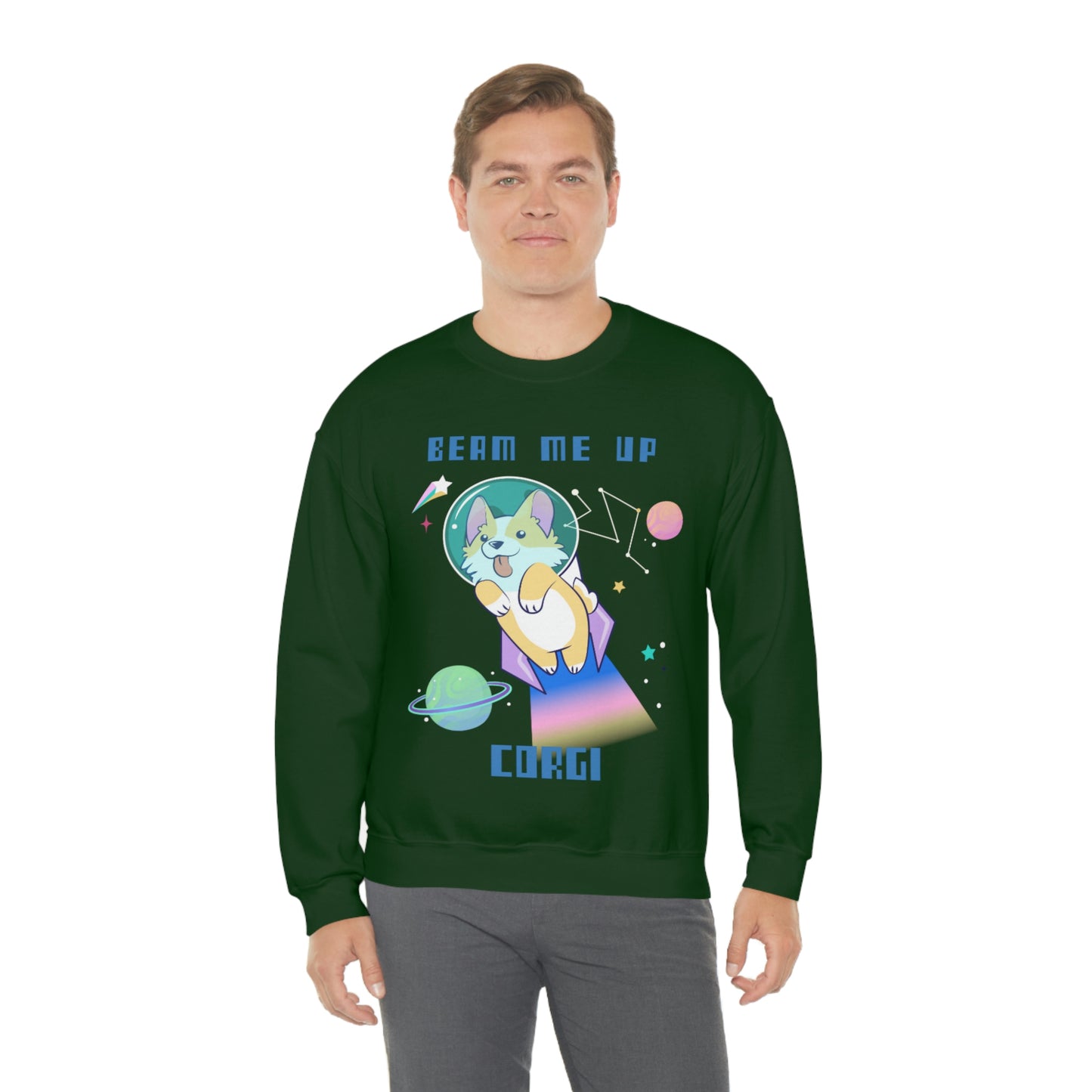 "Beam Me Up Corgi" Unisex Heavy Blend Crewneck Sweatshirt