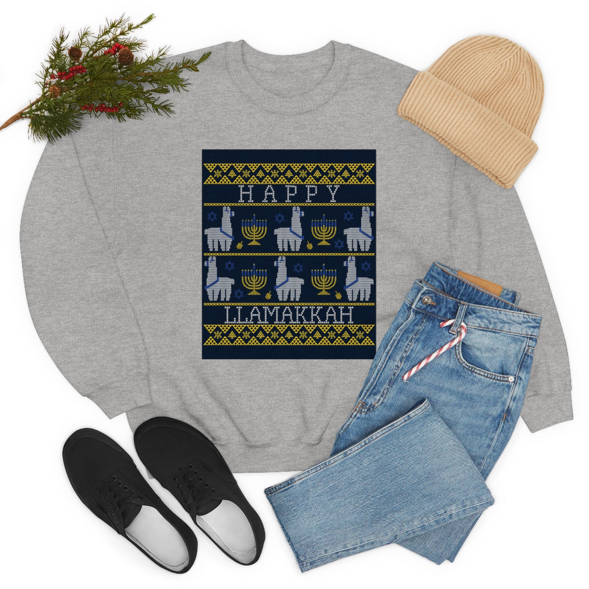 "Happy Llamakkah" Unisex Heavy Blend Crewneck Sweatshirt