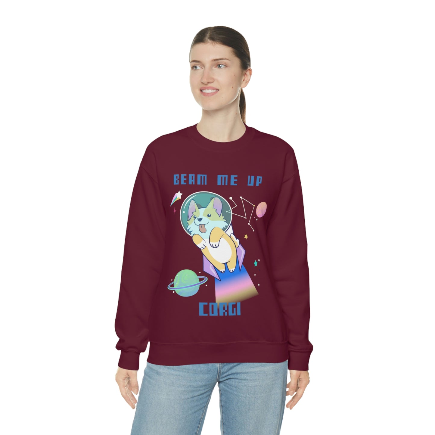 "Beam Me Up Corgi" Unisex Heavy Blend Crewneck Sweatshirt