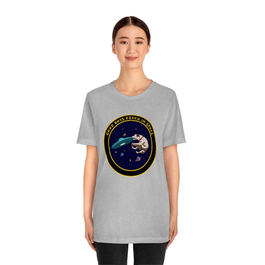 "Good Boys Fetch In Space" Unisex Jersey Short Sleeve Tee