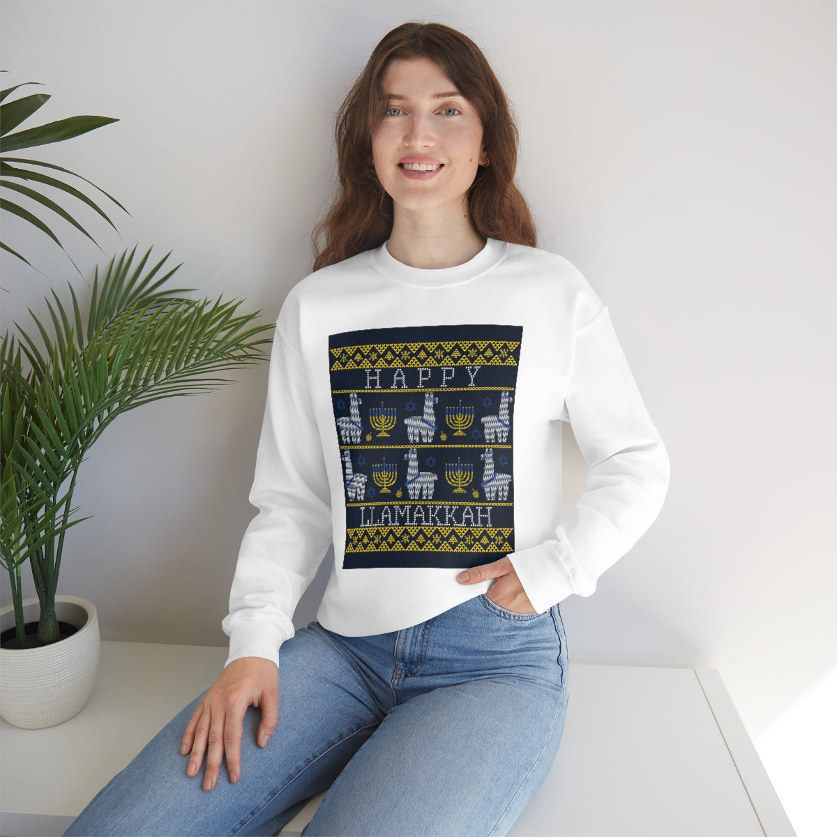 "Happy Llamakkah" Unisex Heavy Blend Crewneck Sweatshirt