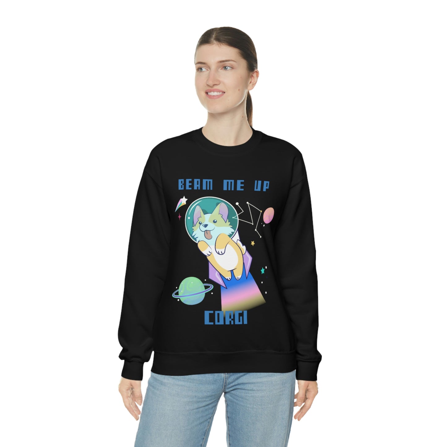 "Beam Me Up Corgi" Unisex Heavy Blend Crewneck Sweatshirt