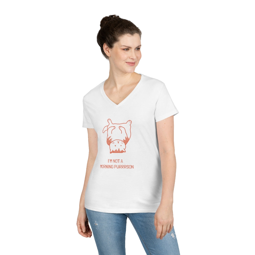 "I'm Not A Morning Purrrson"Ladies' V-Neck T-Shirt