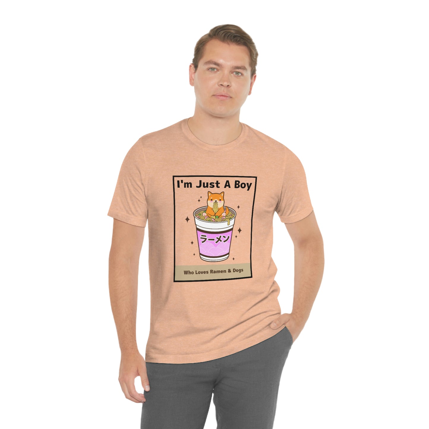 "I'm Just A Boy Who Loves Ramen & Dogs" Unisex Jersey Short Sleeve Tee