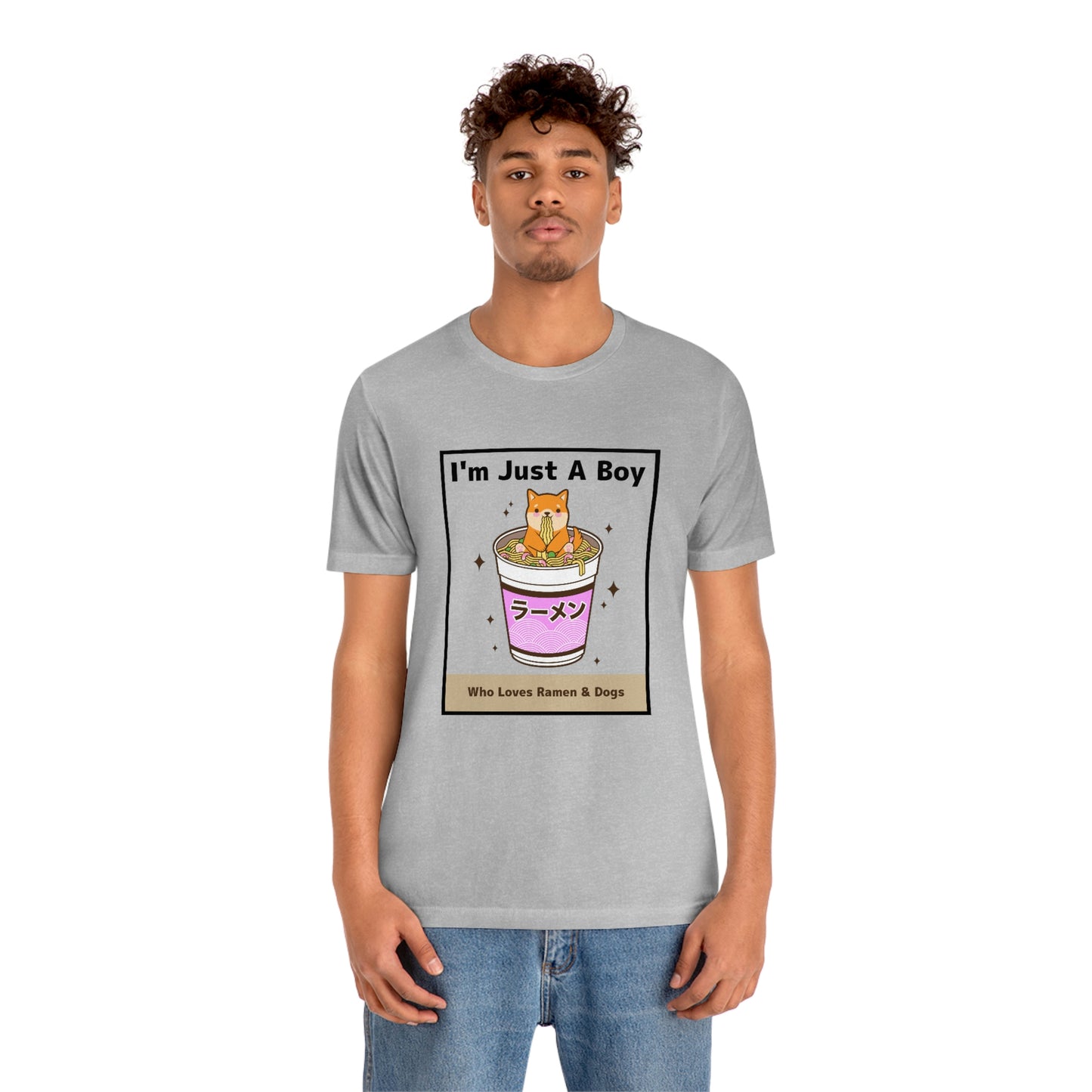 "I'm Just A Boy Who Loves Ramen & Dogs" Unisex Jersey Short Sleeve Tee