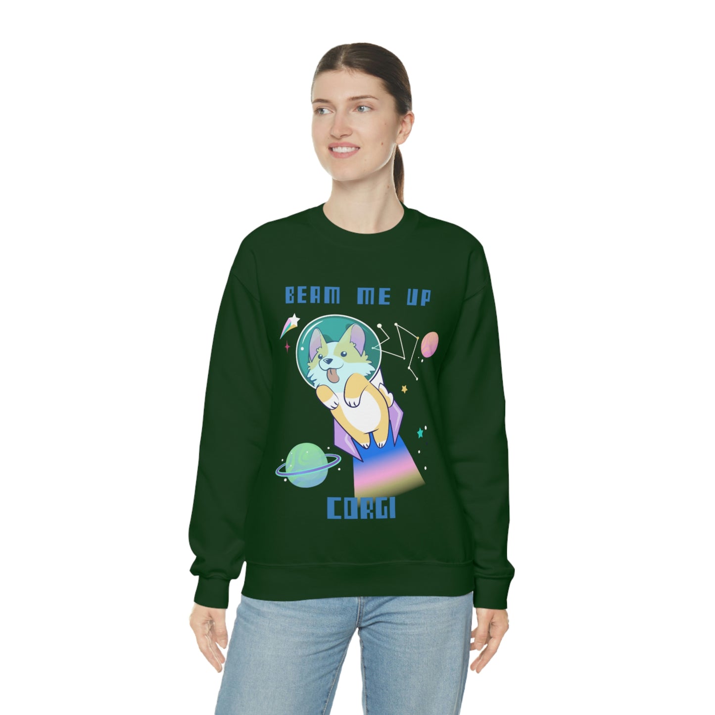 "Beam Me Up Corgi" Unisex Heavy Blend Crewneck Sweatshirt