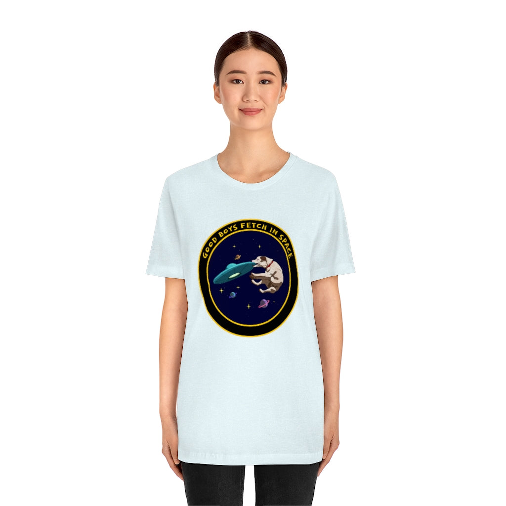 "Good Boys Fetch In Space" Unisex Jersey Short Sleeve Tee