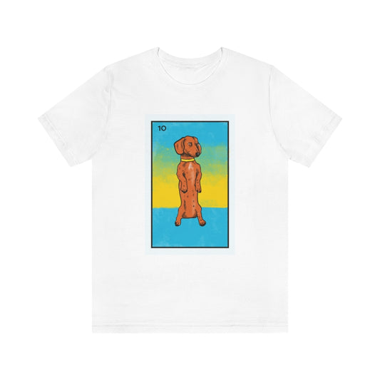 "10 of Dachshund Playing Card" Shirt - Unisex Short-Sleeve Jersey Tee