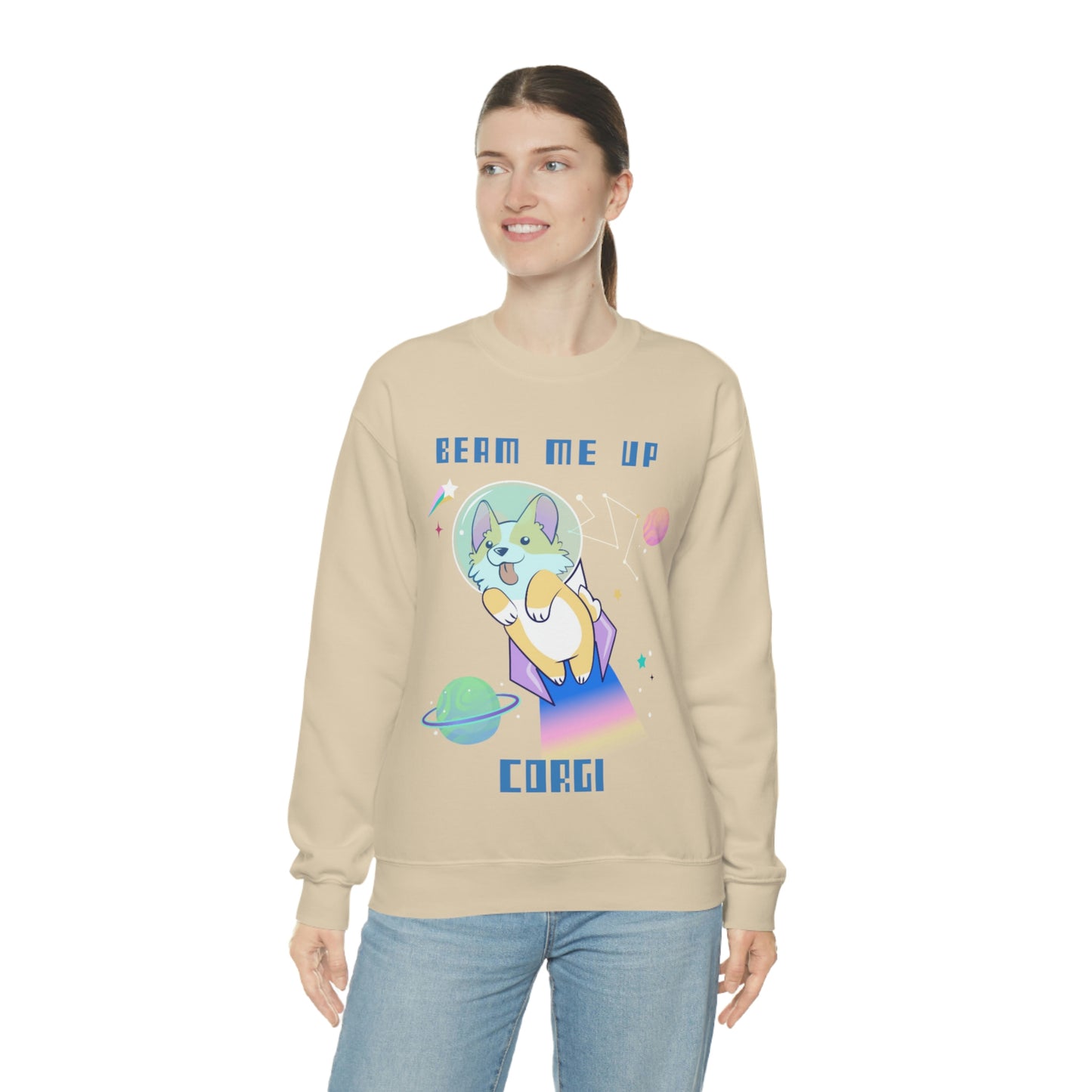 "Beam Me Up Corgi" Unisex Heavy Blend Crewneck Sweatshirt