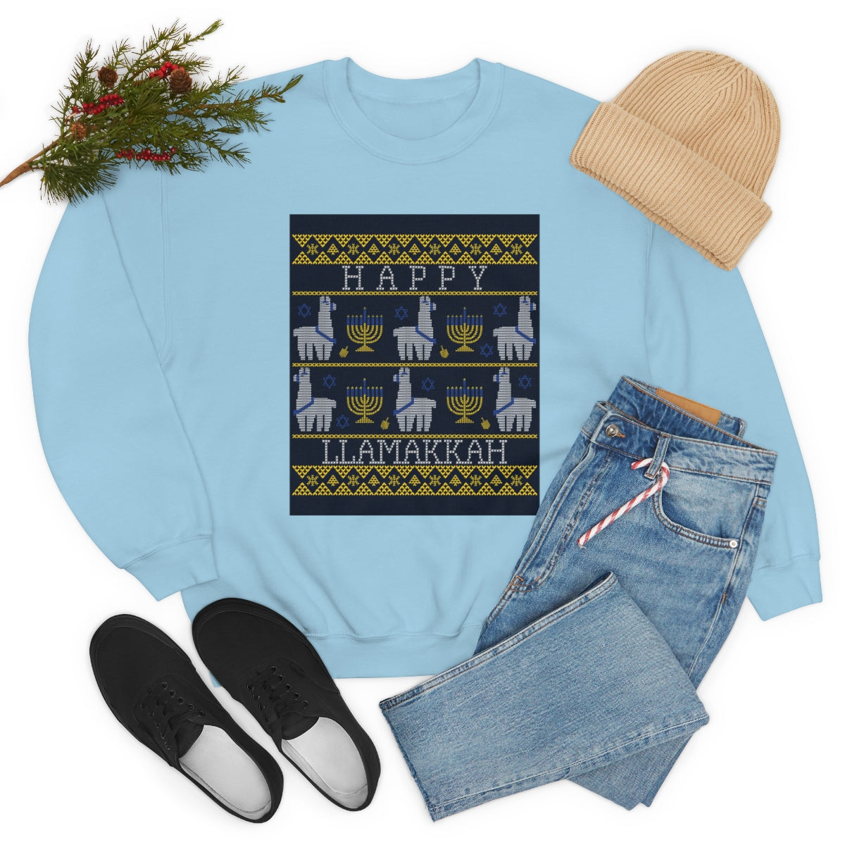 "Happy Llamakkah" Unisex Heavy Blend Crewneck Sweatshirt