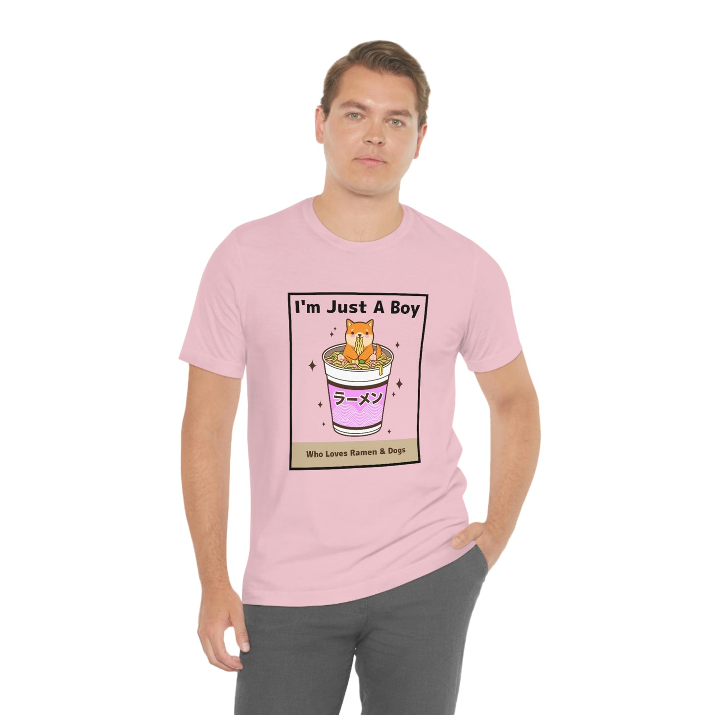 "I'm Just A Boy Who Loves Ramen & Dogs" Unisex Jersey Short Sleeve Tee