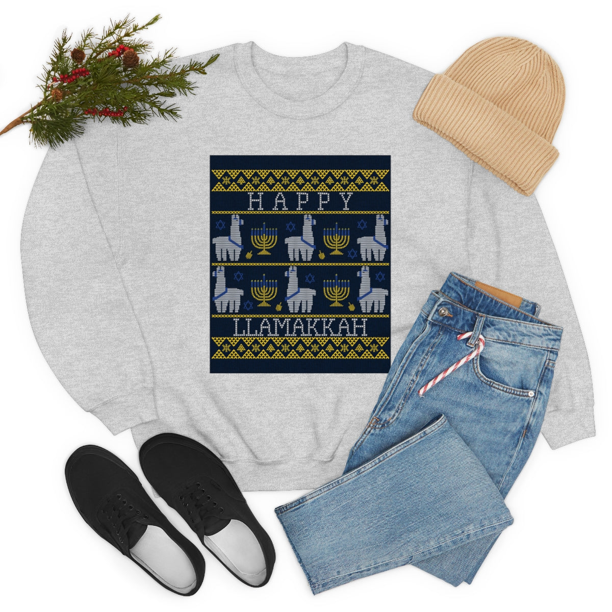 "Happy Llamakkah" Unisex Heavy Blend Crewneck Sweatshirt