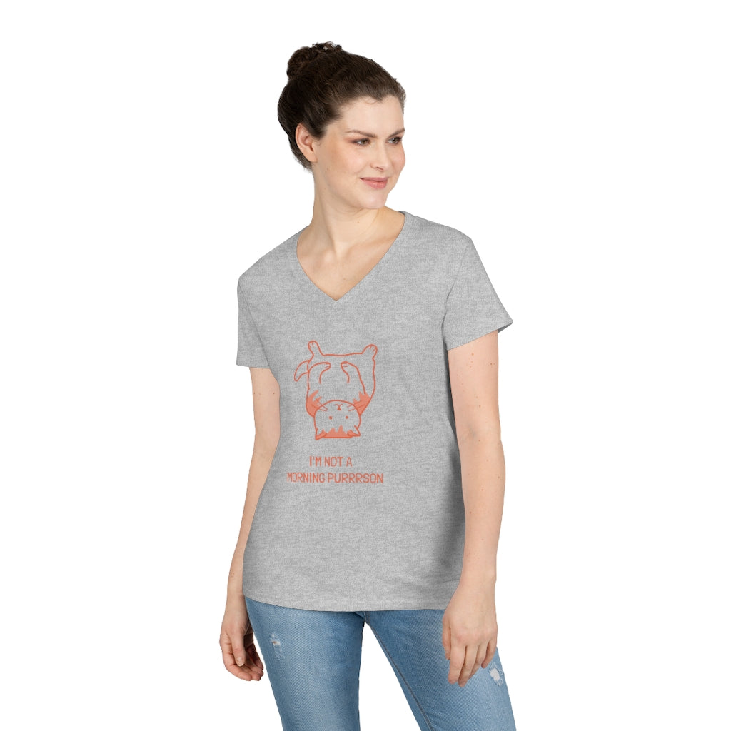 "I'm Not A Morning Purrrson"Ladies' V-Neck T-Shirt