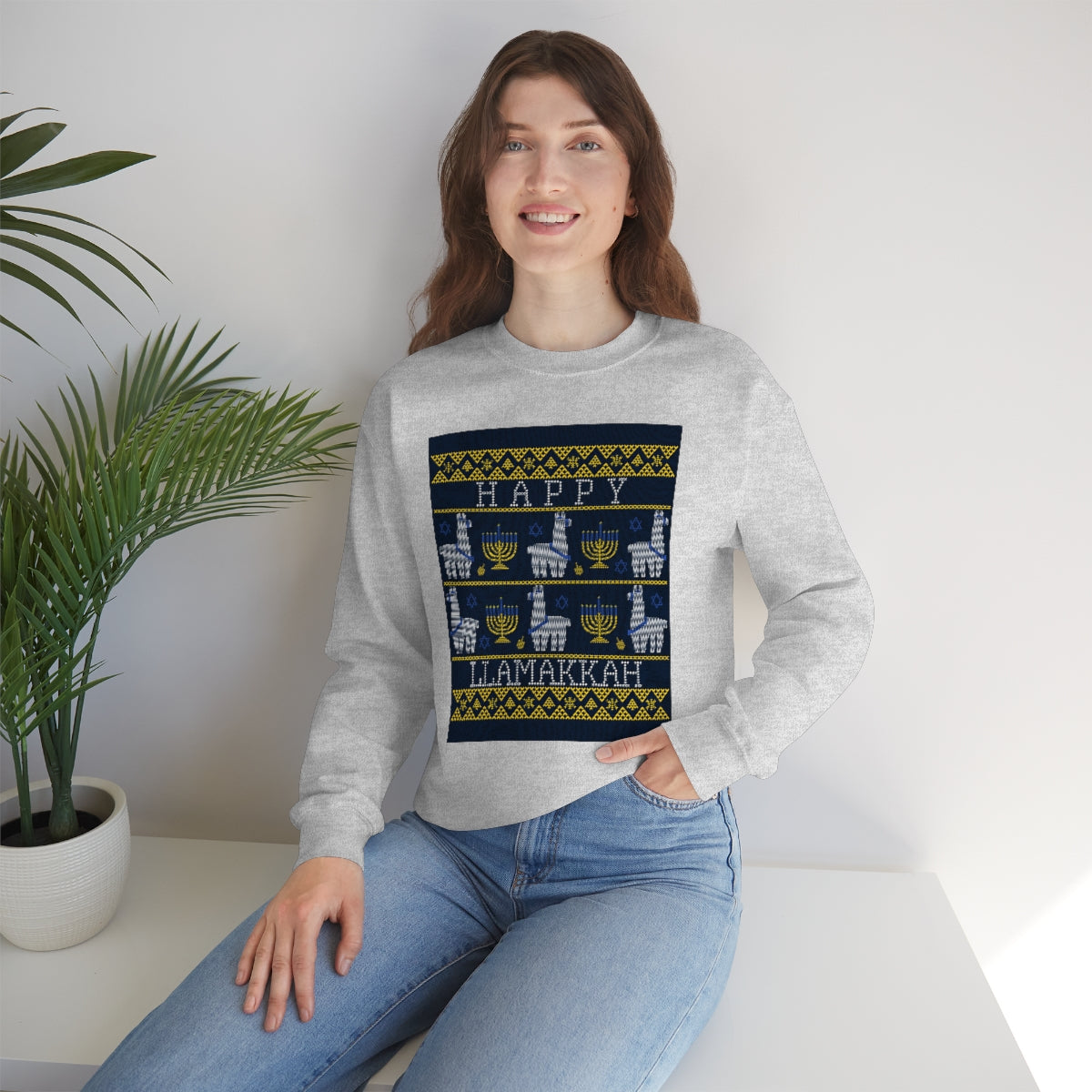 "Happy Llamakkah" Unisex Heavy Blend Crewneck Sweatshirt