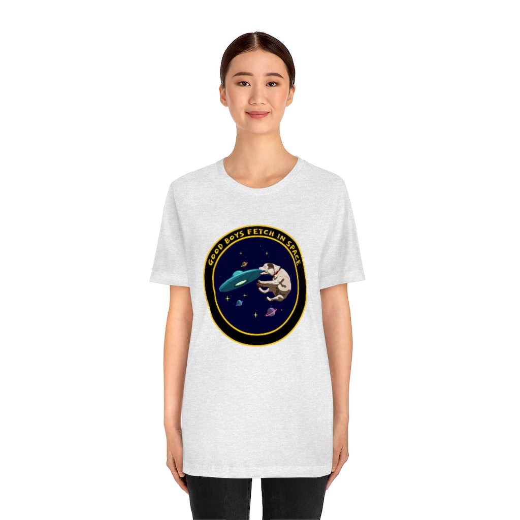 "Good Boys Fetch In Space" Unisex Jersey Short Sleeve Tee