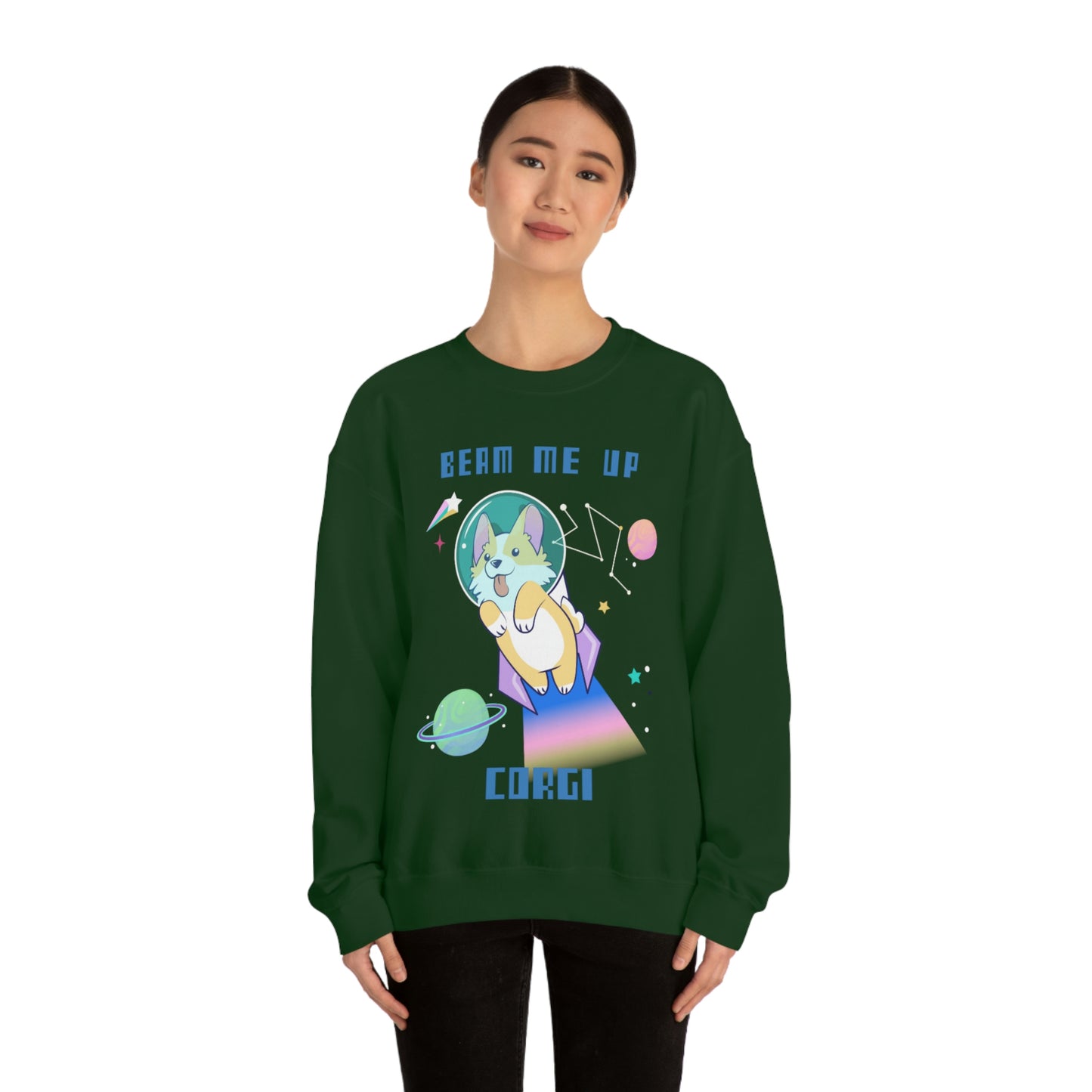 "Beam Me Up Corgi" Unisex Heavy Blend Crewneck Sweatshirt