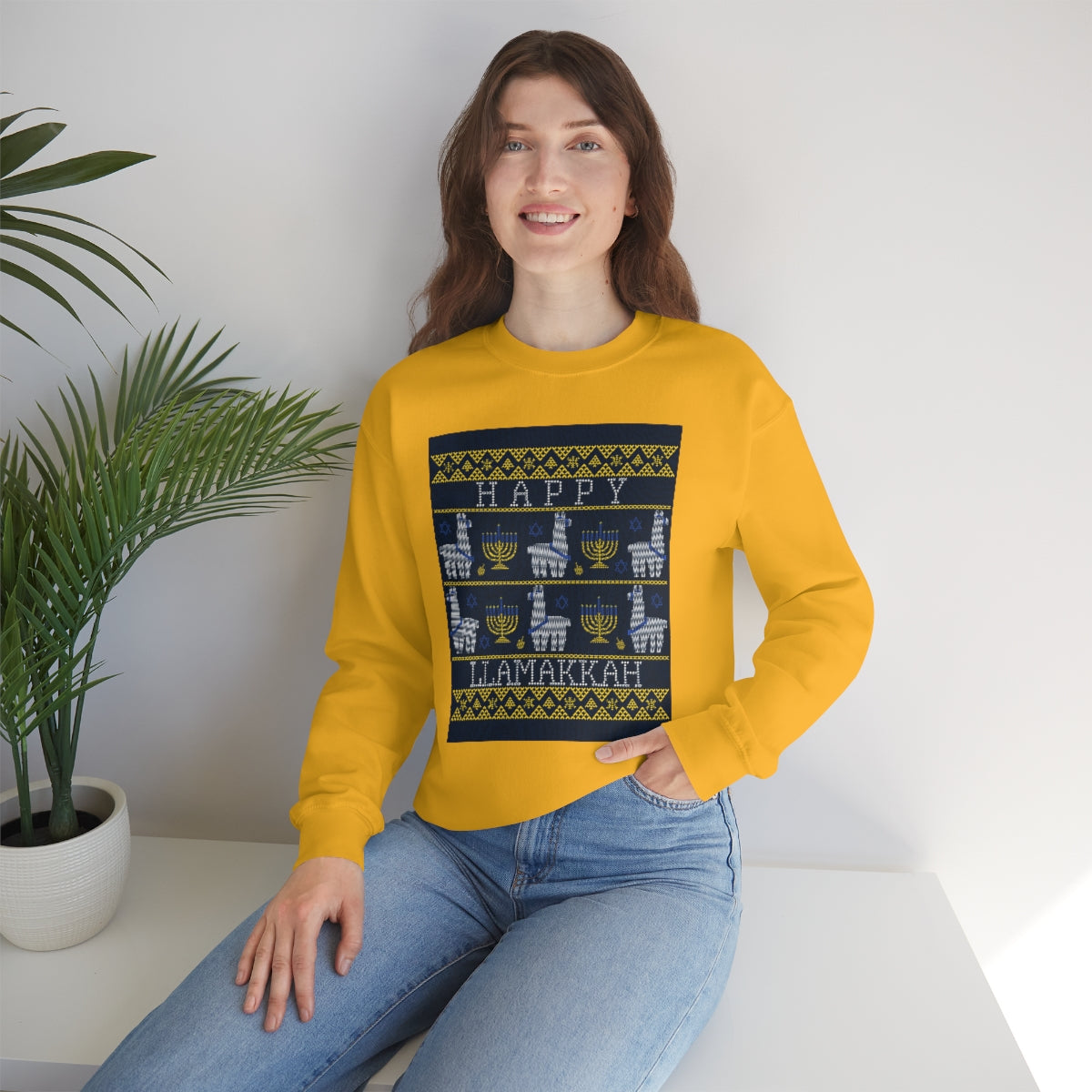 "Happy Llamakkah" Unisex Heavy Blend Crewneck Sweatshirt