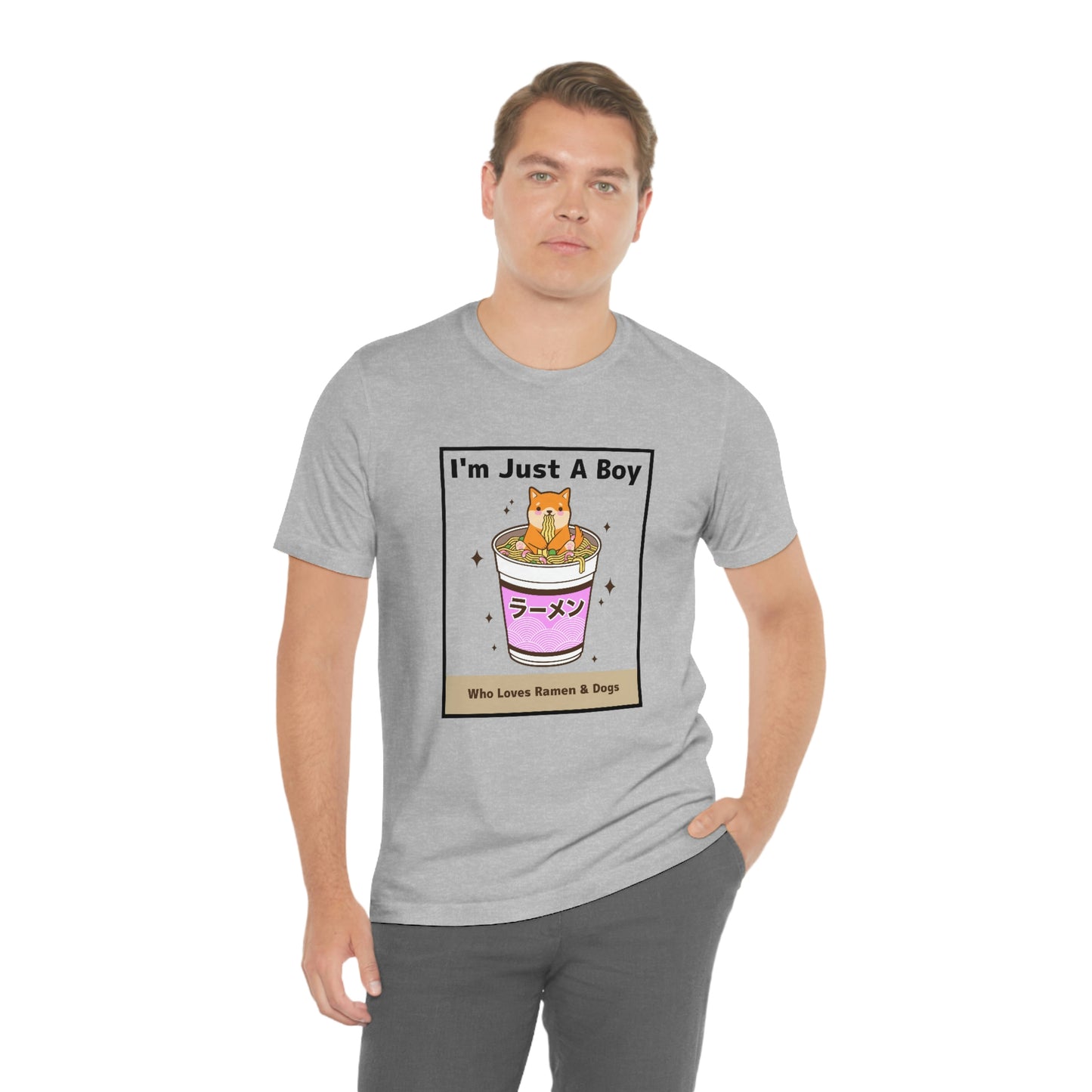 "I'm Just A Boy Who Loves Ramen & Dogs" Unisex Jersey Short Sleeve Tee