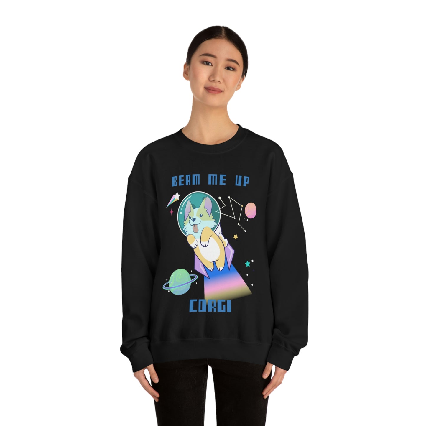 "Beam Me Up Corgi" Unisex Heavy Blend Crewneck Sweatshirt