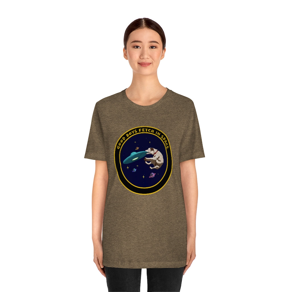 "Good Boys Fetch In Space" Unisex Jersey Short Sleeve Tee