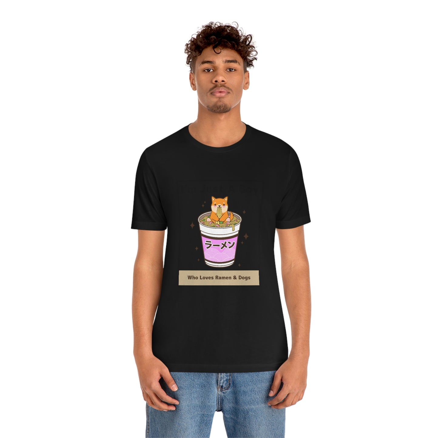 "I'm Just A Boy Who Loves Ramen & Dogs" Unisex Jersey Short Sleeve Tee