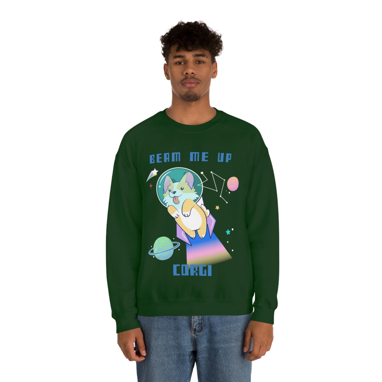 "Beam Me Up Corgi" Unisex Heavy Blend Crewneck Sweatshirt