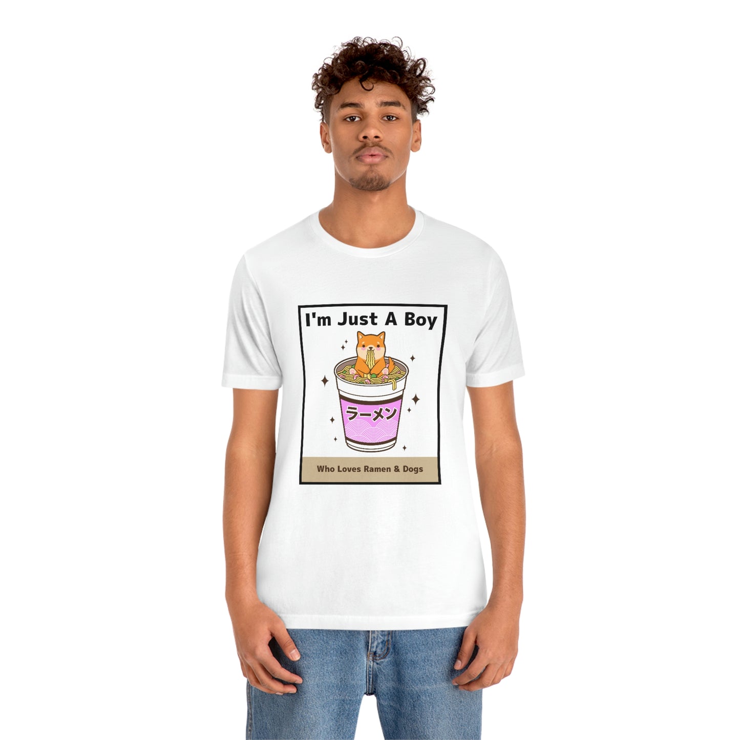 "I'm Just A Boy Who Loves Ramen & Dogs" Unisex Jersey Short Sleeve Tee