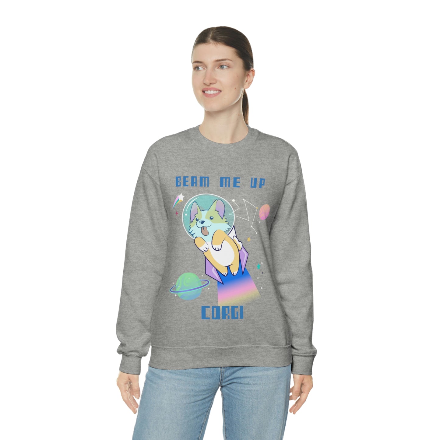 "Beam Me Up Corgi" Unisex Heavy Blend Crewneck Sweatshirt