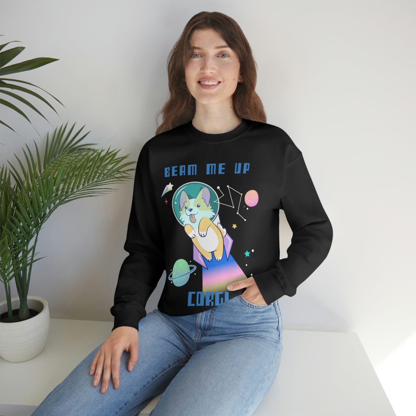 "Beam Me Up Corgi" Unisex Heavy Blend Crewneck Sweatshirt