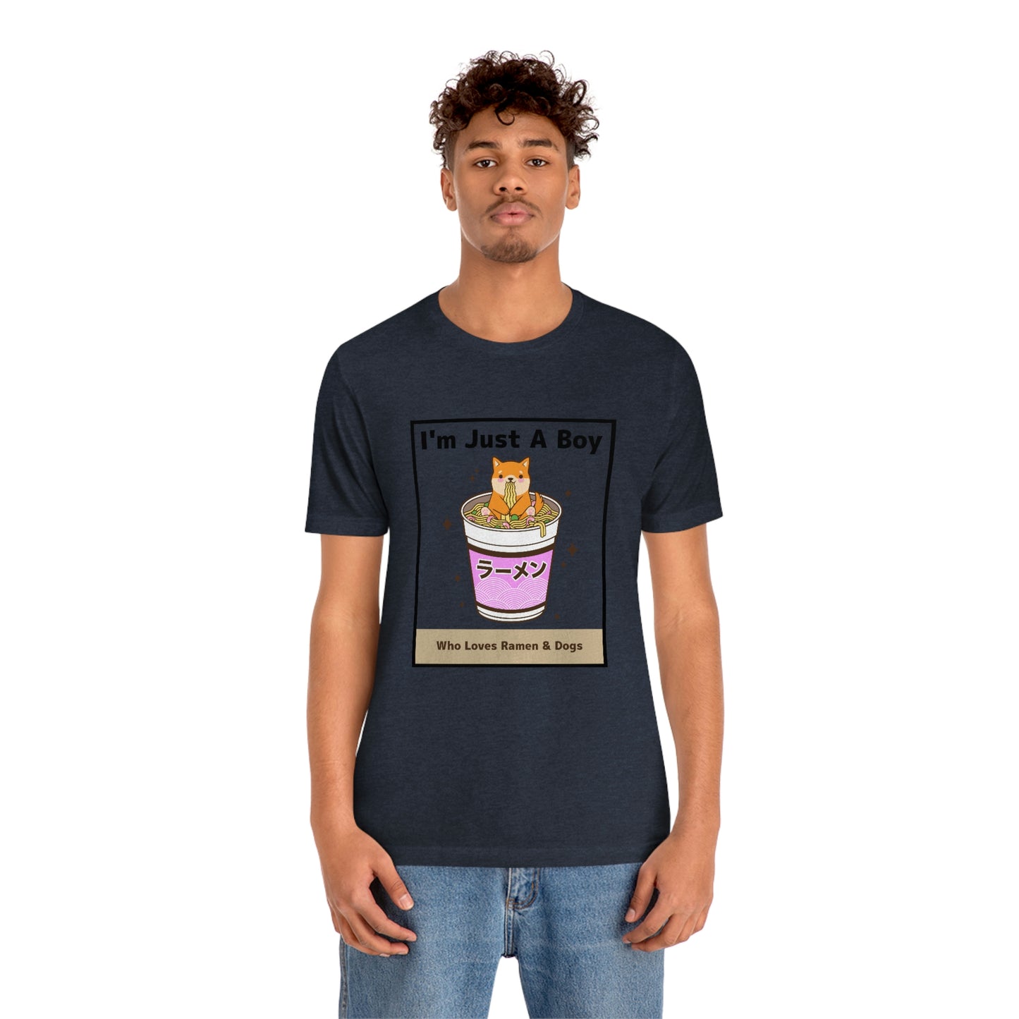 "I'm Just A Boy Who Loves Ramen & Dogs" Unisex Jersey Short Sleeve Tee