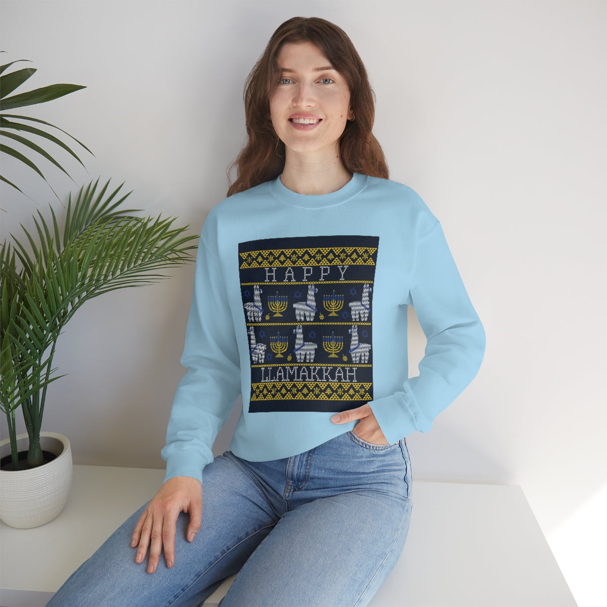 "Happy Llamakkah" Unisex Heavy Blend Crewneck Sweatshirt