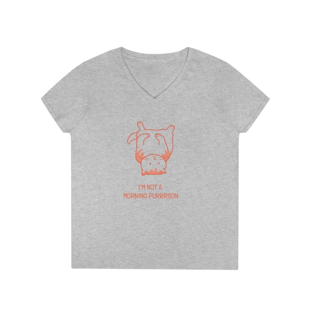 "I'm Not A Morning Purrrson"Ladies' V-Neck T-Shirt