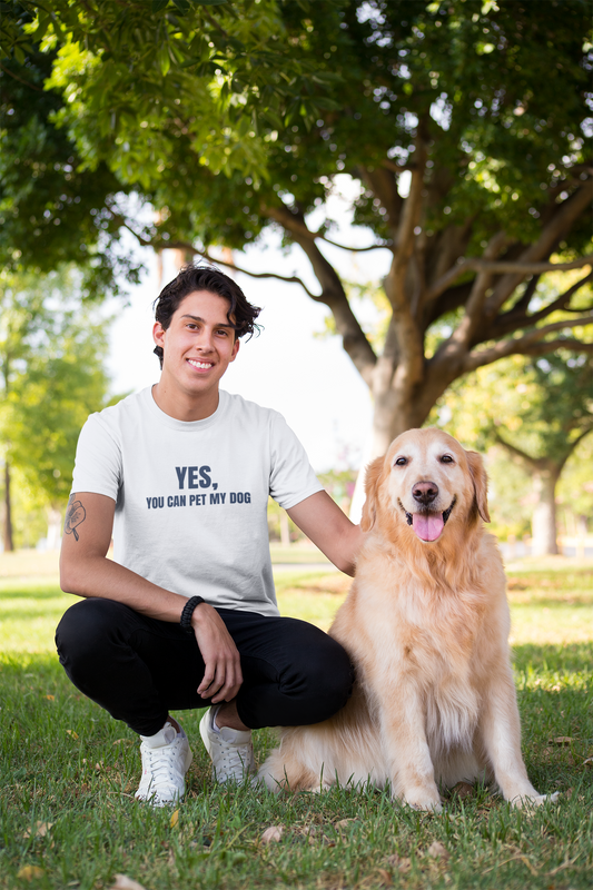 "Yes, You Can Pet My Dog" Unisex Jersey Short Sleeve Tee